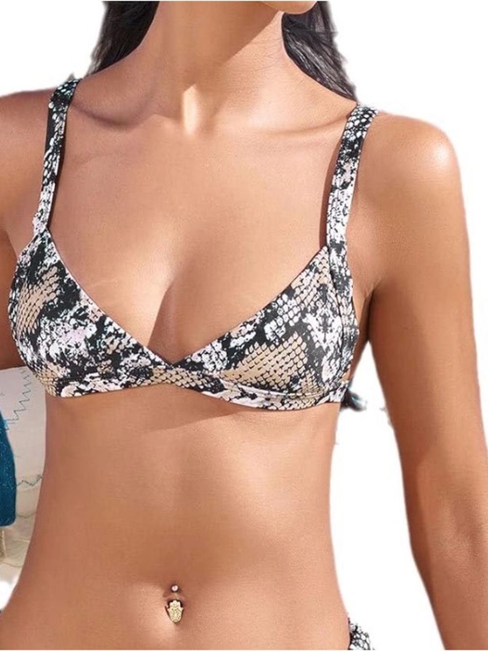Zaful Women’s Snakeskin Bikini Top Triangle String Size Small